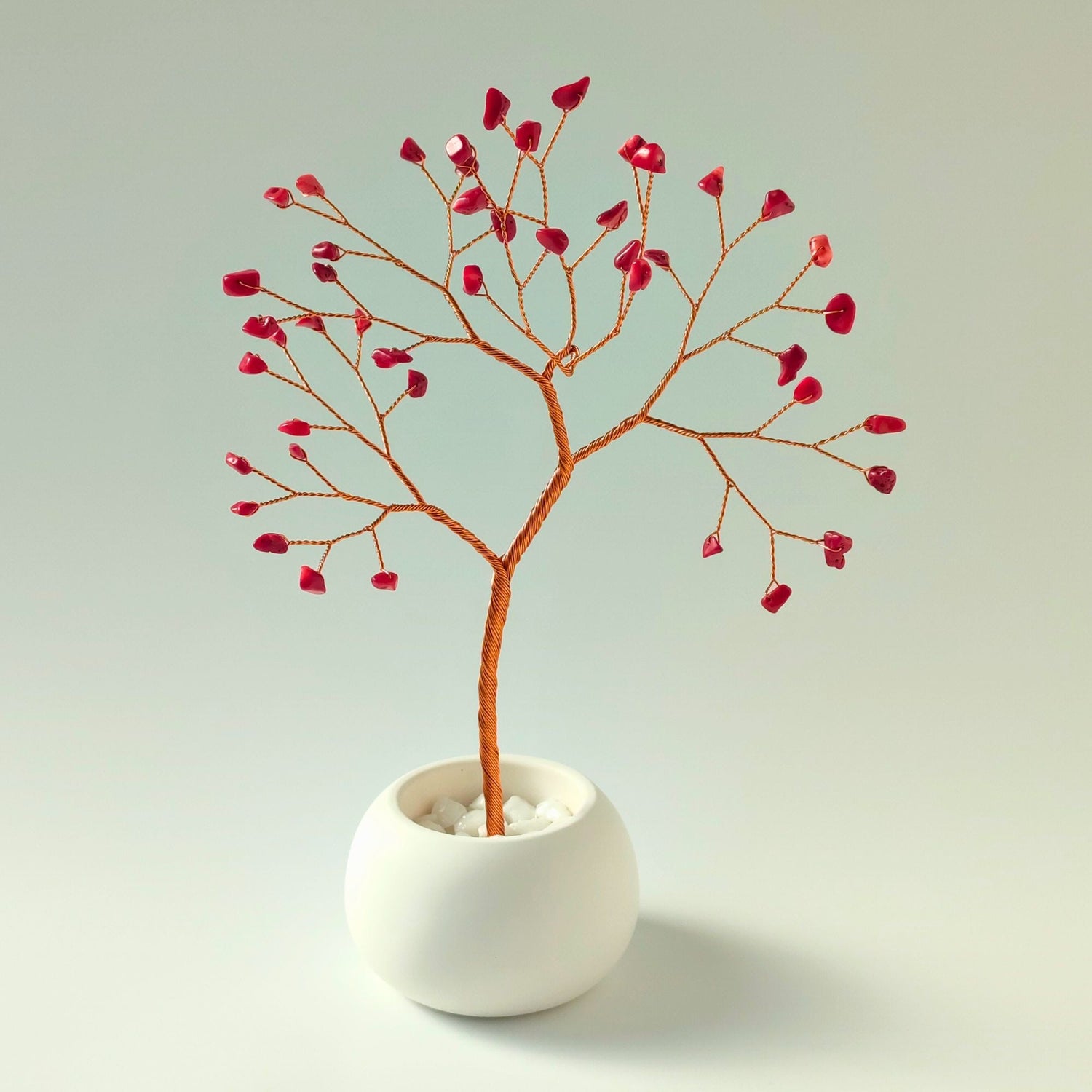 Gemstone and coral wire tree with aventurine, garnet, and citrine – nature-inspired crystal gift and décor
