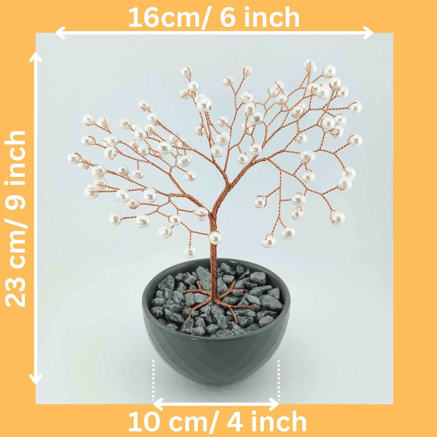 White Pearl Copper Wire Tree – 30th Wedding Anniversary Gift | Engagement Present for Couples | Handmade Tree of Life Home Decor