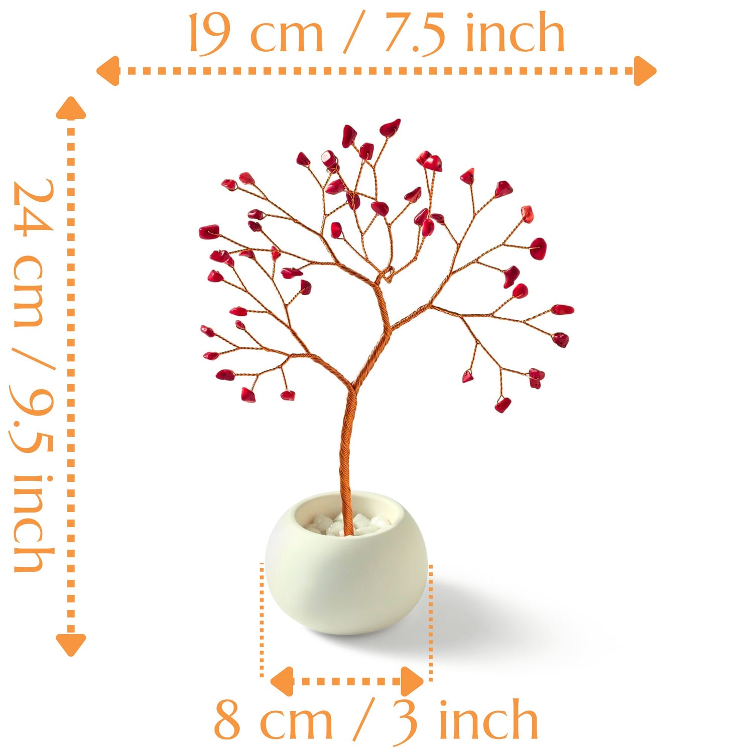 Korallenbaum zum 35. Hochzeitstag – Handgefertigter Lebensbaum aus Kupfer in Keramikschale | Geschenk für Eltern | Einzigartiges Ehejubiläumsgeschenk