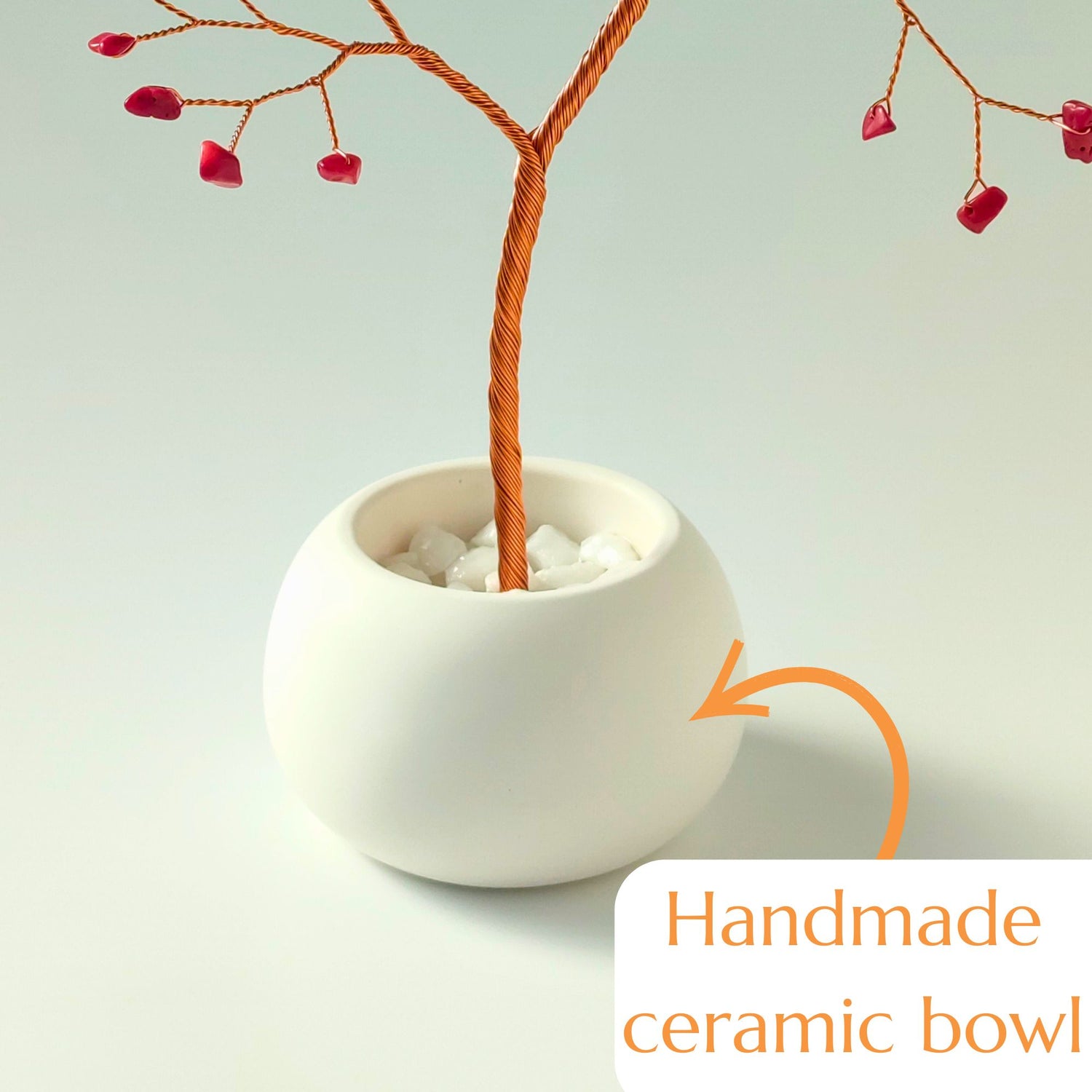 Korallenbaum zum 35. Hochzeitstag – Handgefertigter Lebensbaum aus Kupfer in Keramikschale | Geschenk für Eltern | Einzigartiges Ehejubiläumsgeschenk