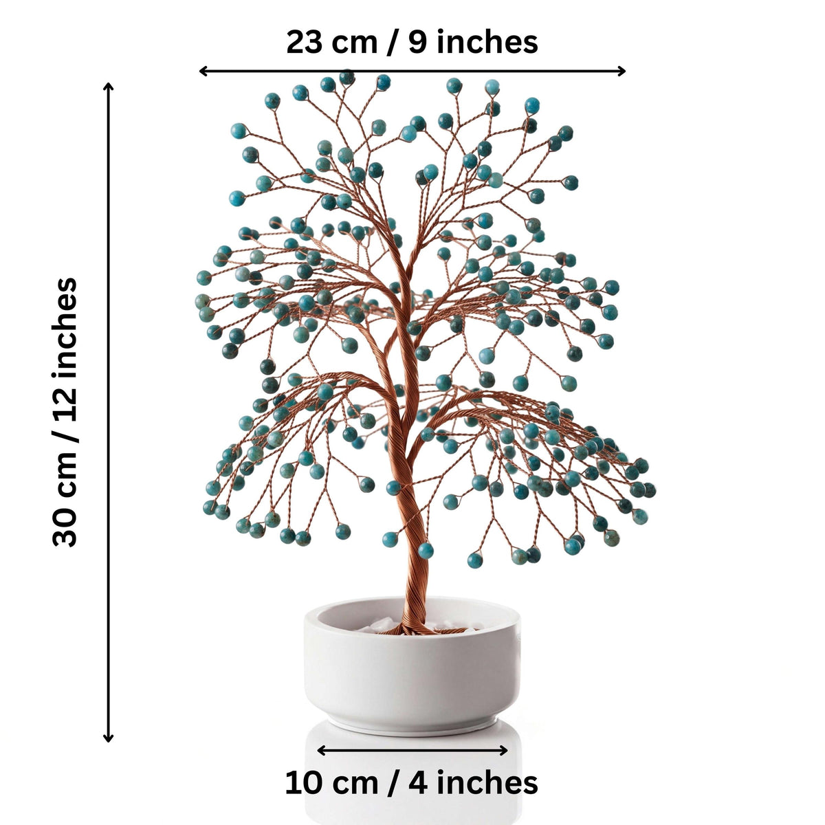 Size guide: large copper tree about 30 cm (12 in) tall and 23 cm (9 in) wide, bowl about 10 cm (4 in)