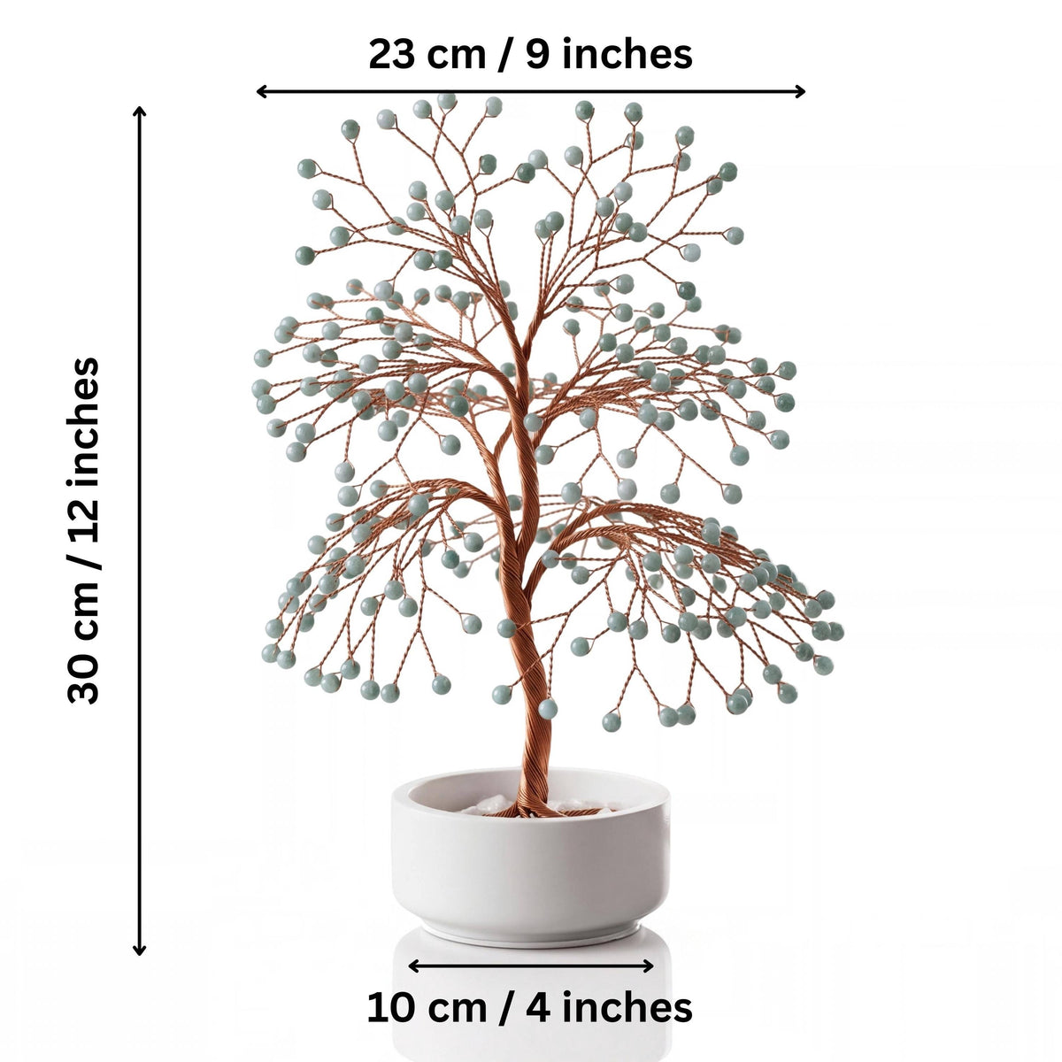 Size guide: large copper tree about 30 cm (12 in) tall and 23 cm (9 in) wide, bowl about 10 cm (4 in)