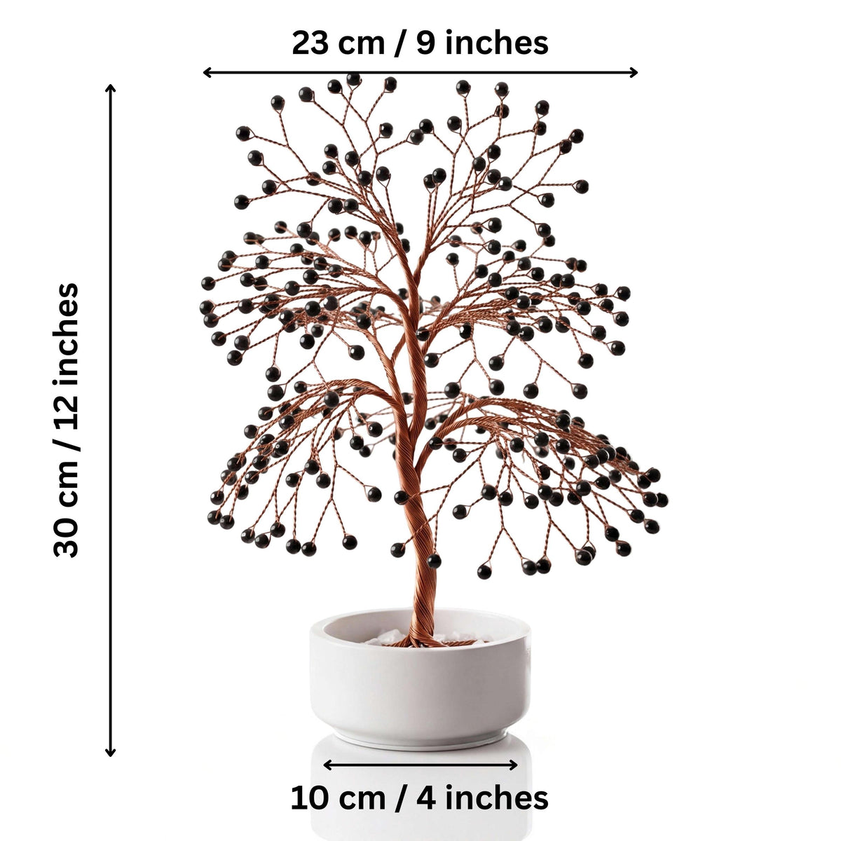 Size guide: large copper tree about 30 cm (12 in) tall and 23 cm (9 in) wide, bowl about 10 cm (4 in)