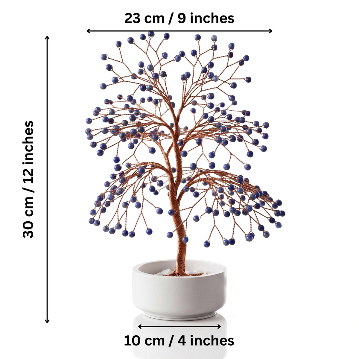 Size guide: large copper tree about 30 cm (12 in) tall and 23 cm (9 in) wide, bowl about 10 cm (4 in)