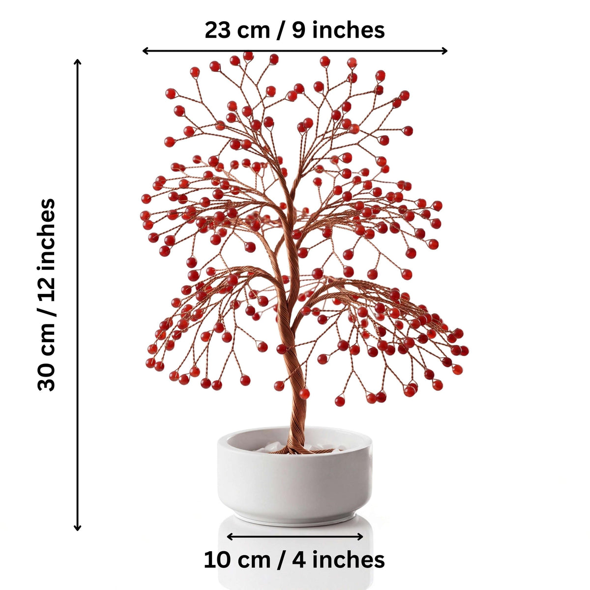 Size guide: large copper tree about 30 cm (12 in) tall and 23 cm (9 in) wide, bowl about 10 cm (4 in)