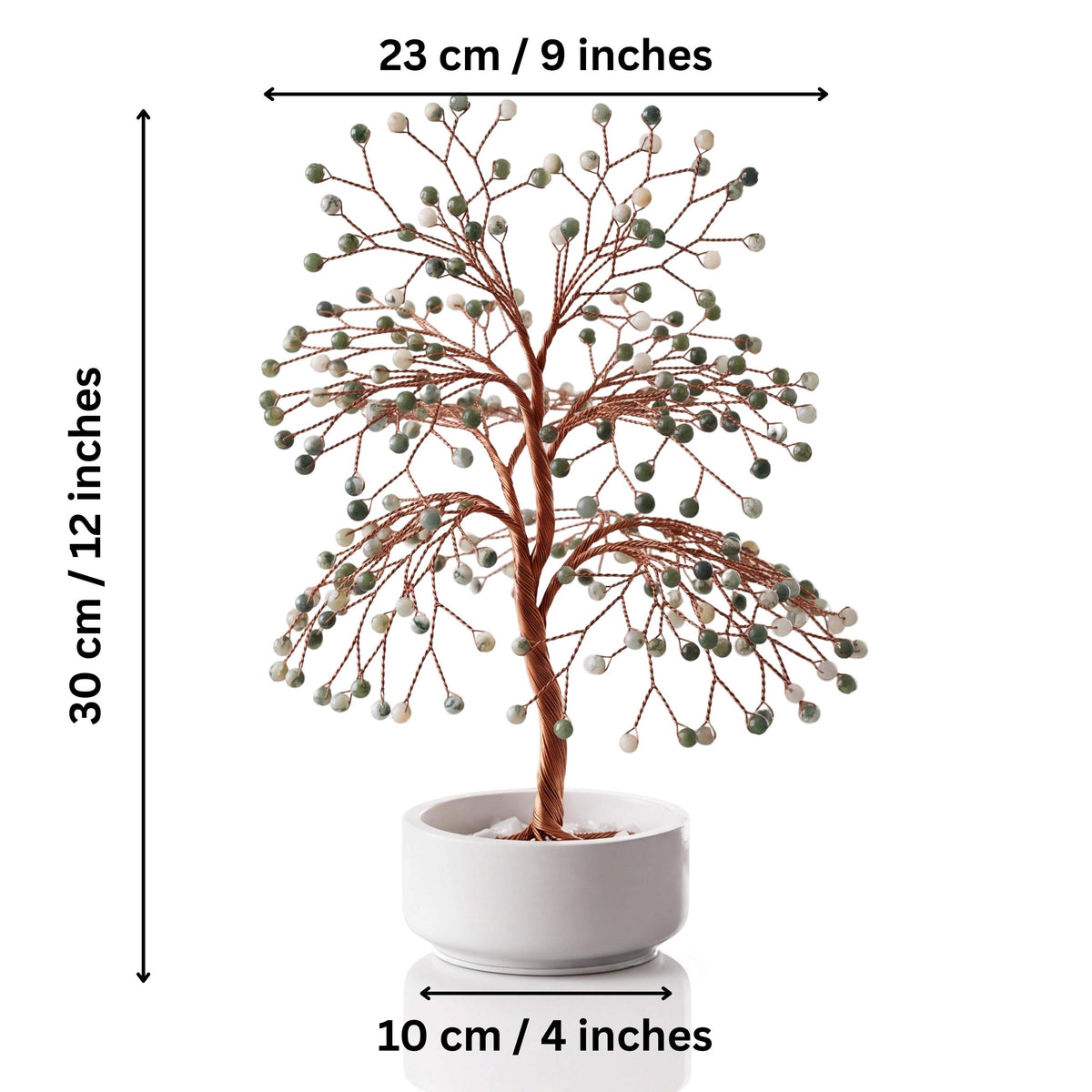 Size guide: large copper tree about 30 cm (12 in) tall and 23 cm (9 in) wide, bowl about 10 cm (4 in)