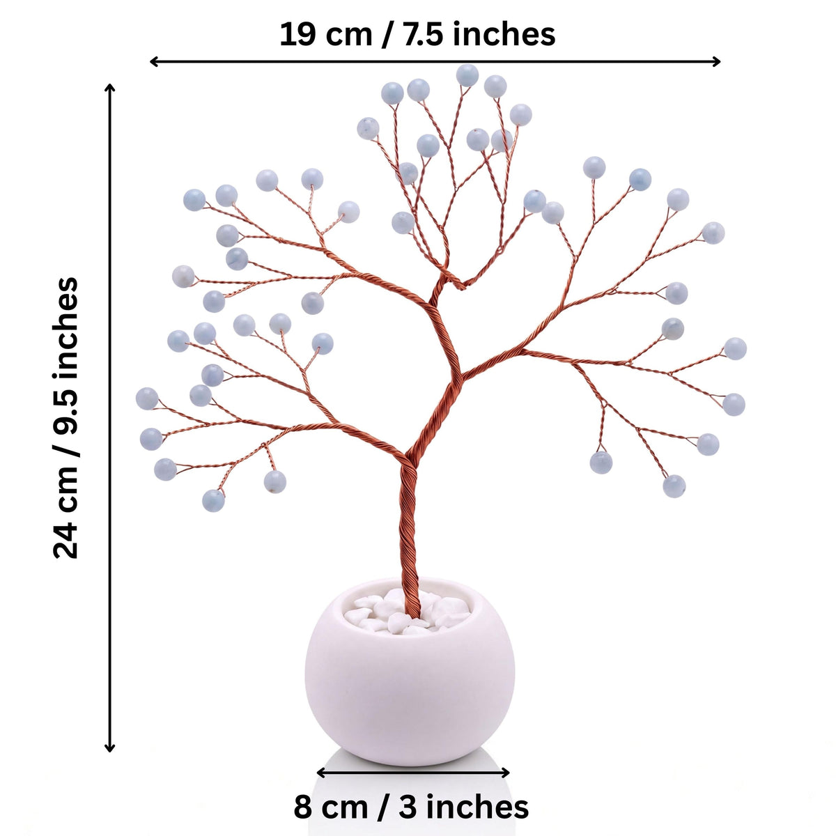 Size guide: copper tree about 24 cm (9.5 in) tall and 19 cm (7.5 in) wide, bowl about 8 cm (3 in)