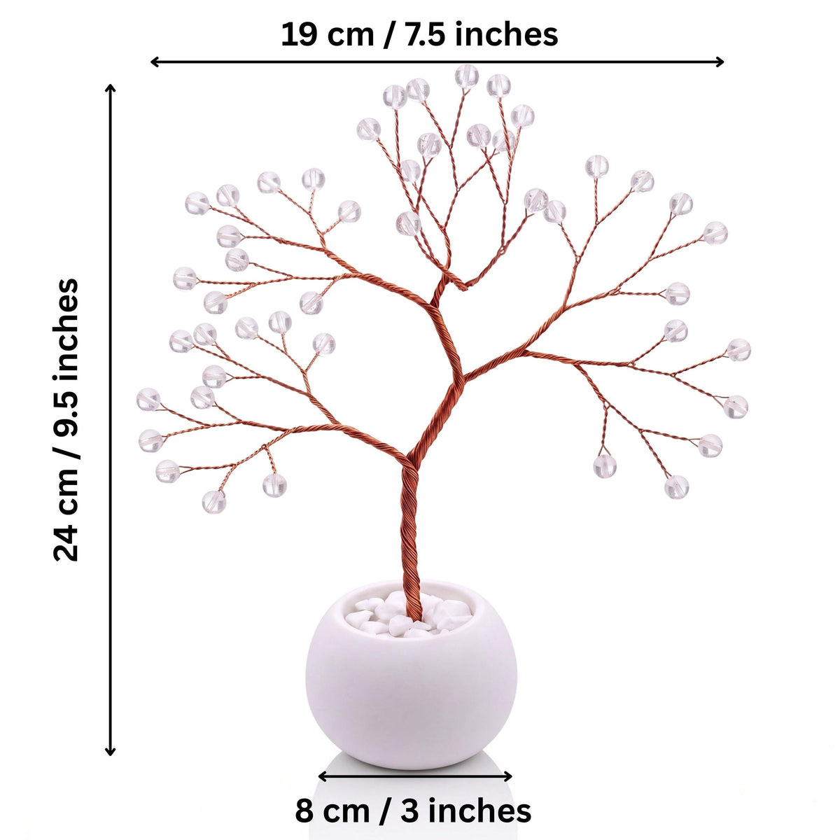 Size guide: copper tree about 24 cm (9.5 in) tall and 19 cm (7.5 in) wide, bowl about 8 cm (3 in)