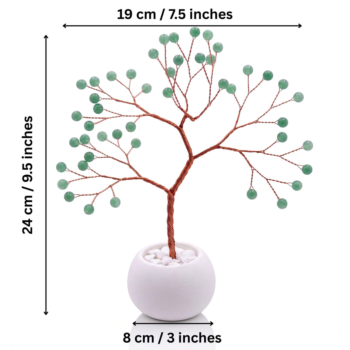 Size guide: copper tree about 24 cm (9.5 in) tall and 19 cm (7.5 in) wide, bowl about 8 cm (3 in)