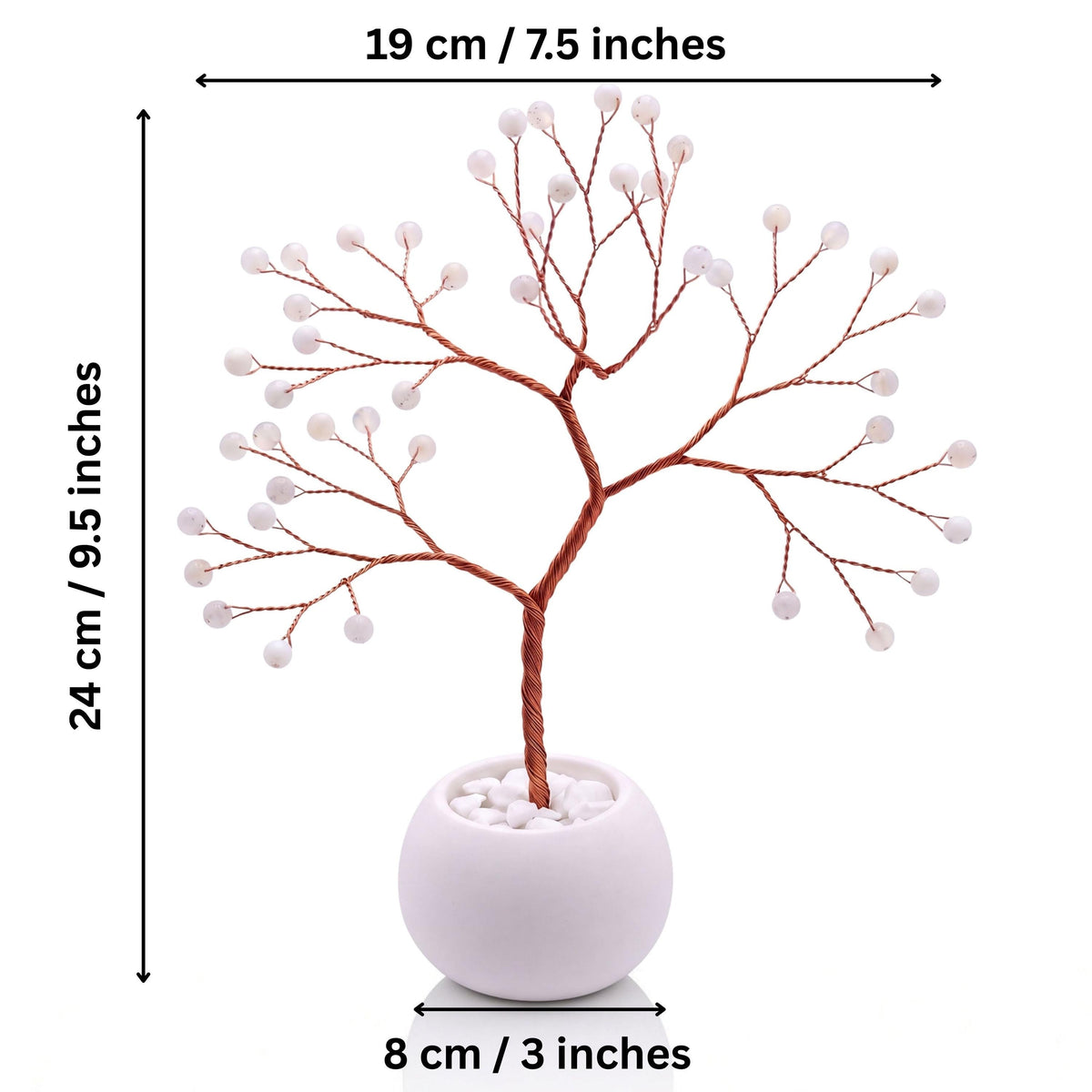 Size guide: copper tree about 24 cm (9.5 in) tall and 19 cm (7.5 in) wide, bowl about 8 cm (3 in)