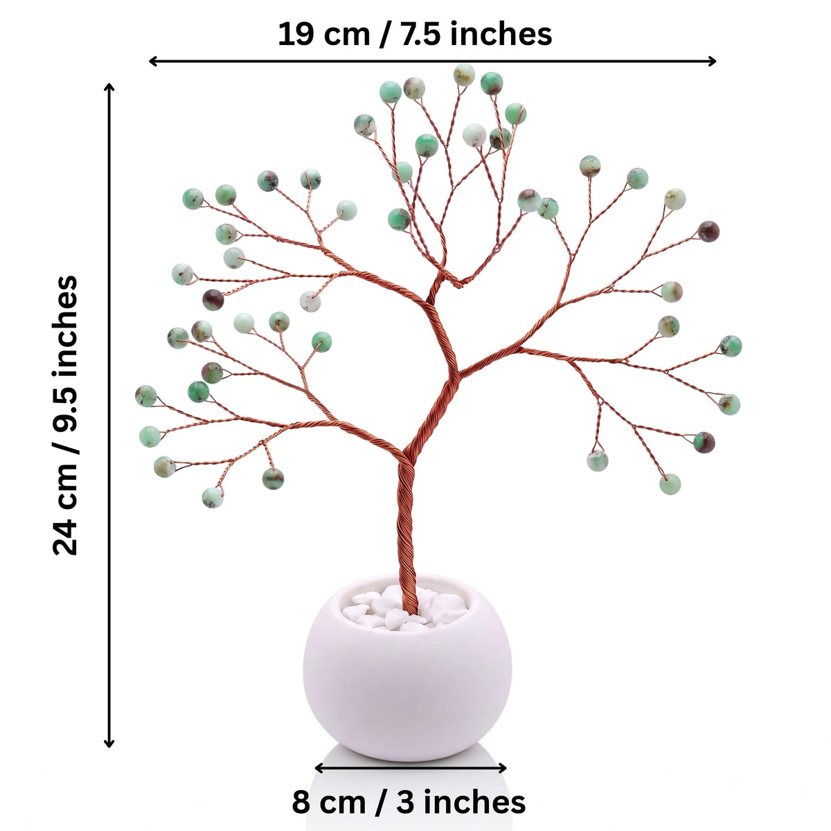 Size guide: copper tree about 24 cm (9.5 in) tall and 19 cm (7.5 in) wide, bowl about 8 cm (3 in)