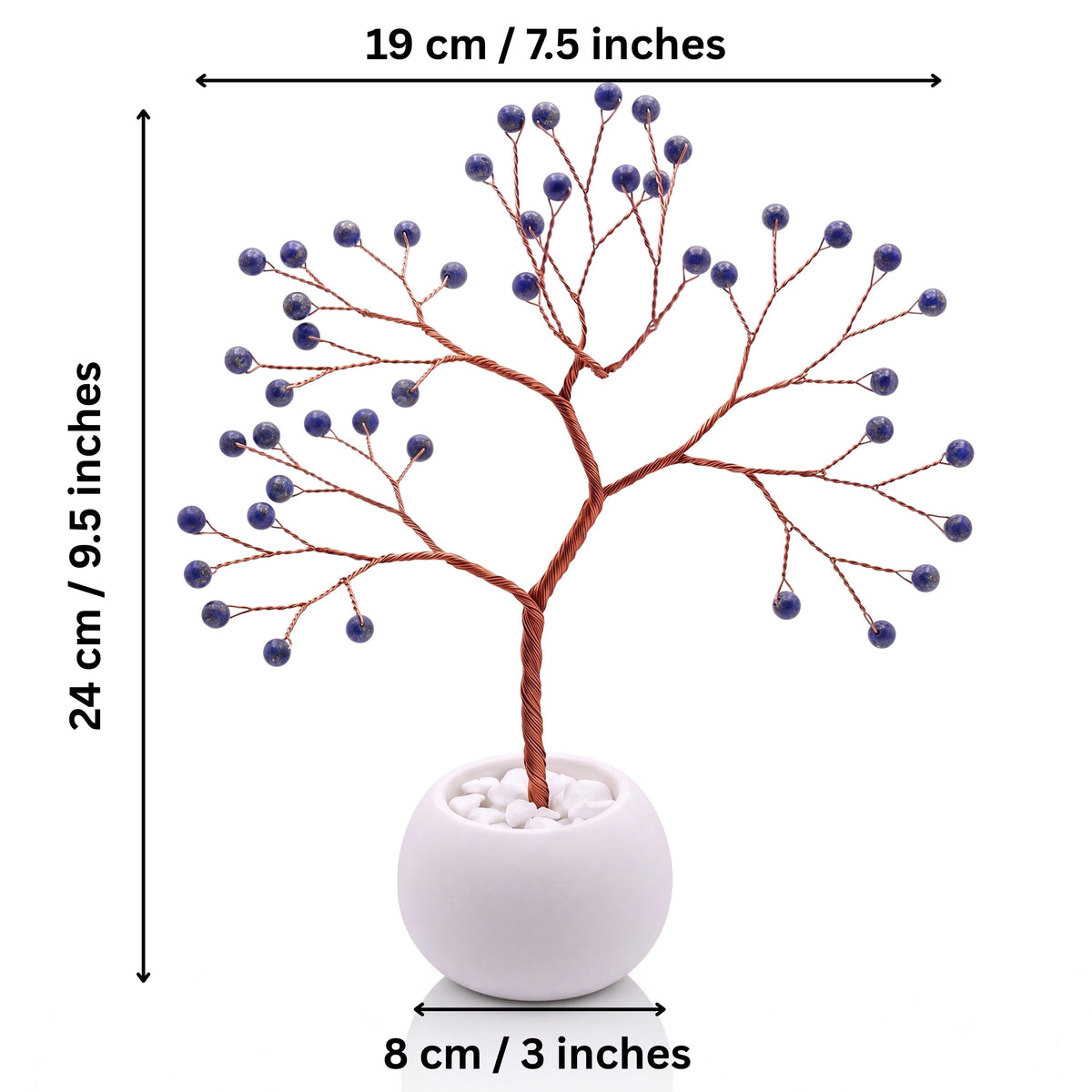 Size guide: copper tree about 24 cm (9.5 in) tall and 19 cm (7.5 in) wide, bowl about 8 cm (3 in)
