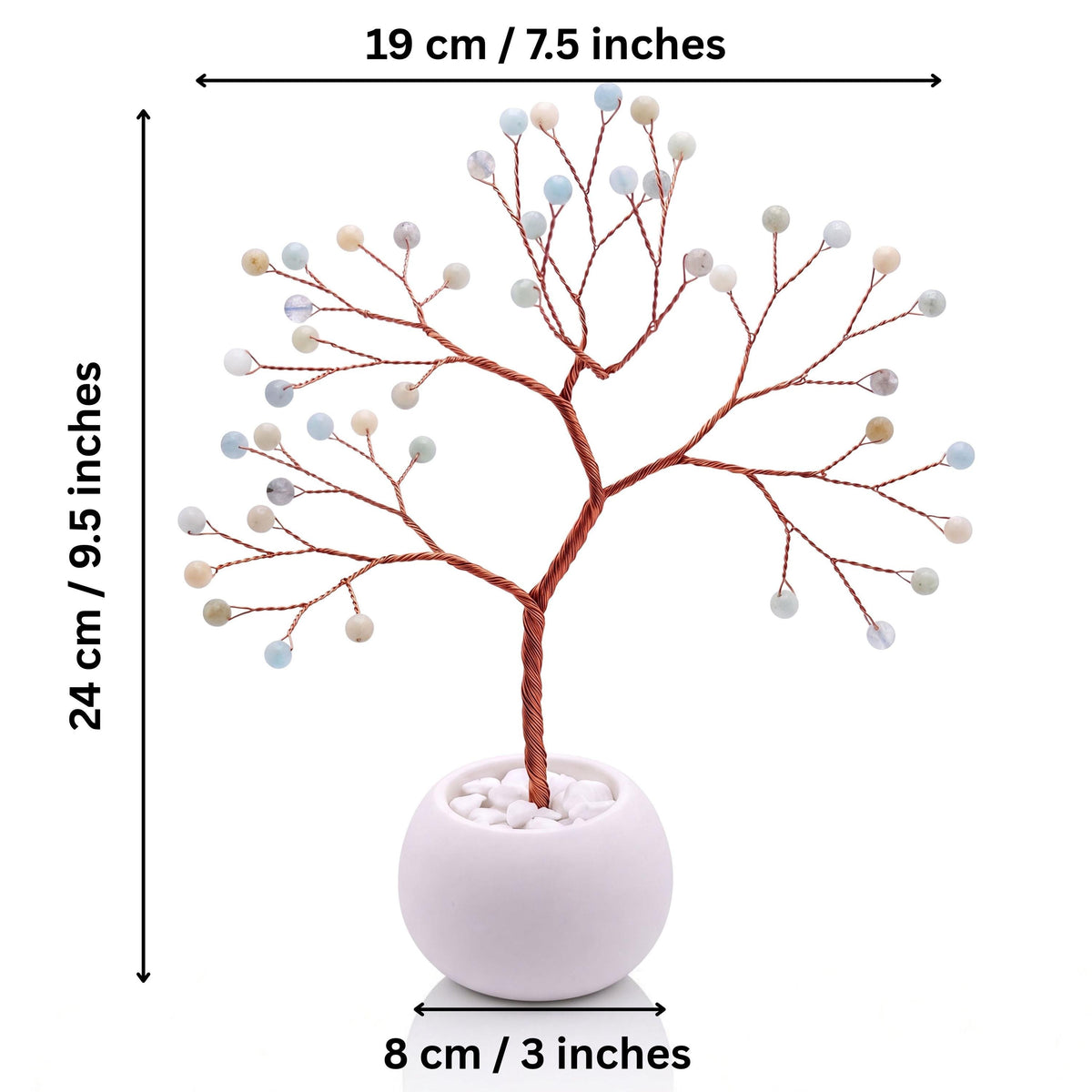 Size guide: copper tree about 24 cm (9.5 in) tall and 19 cm (7.5 in) wide, bowl about 8 cm (3 in)