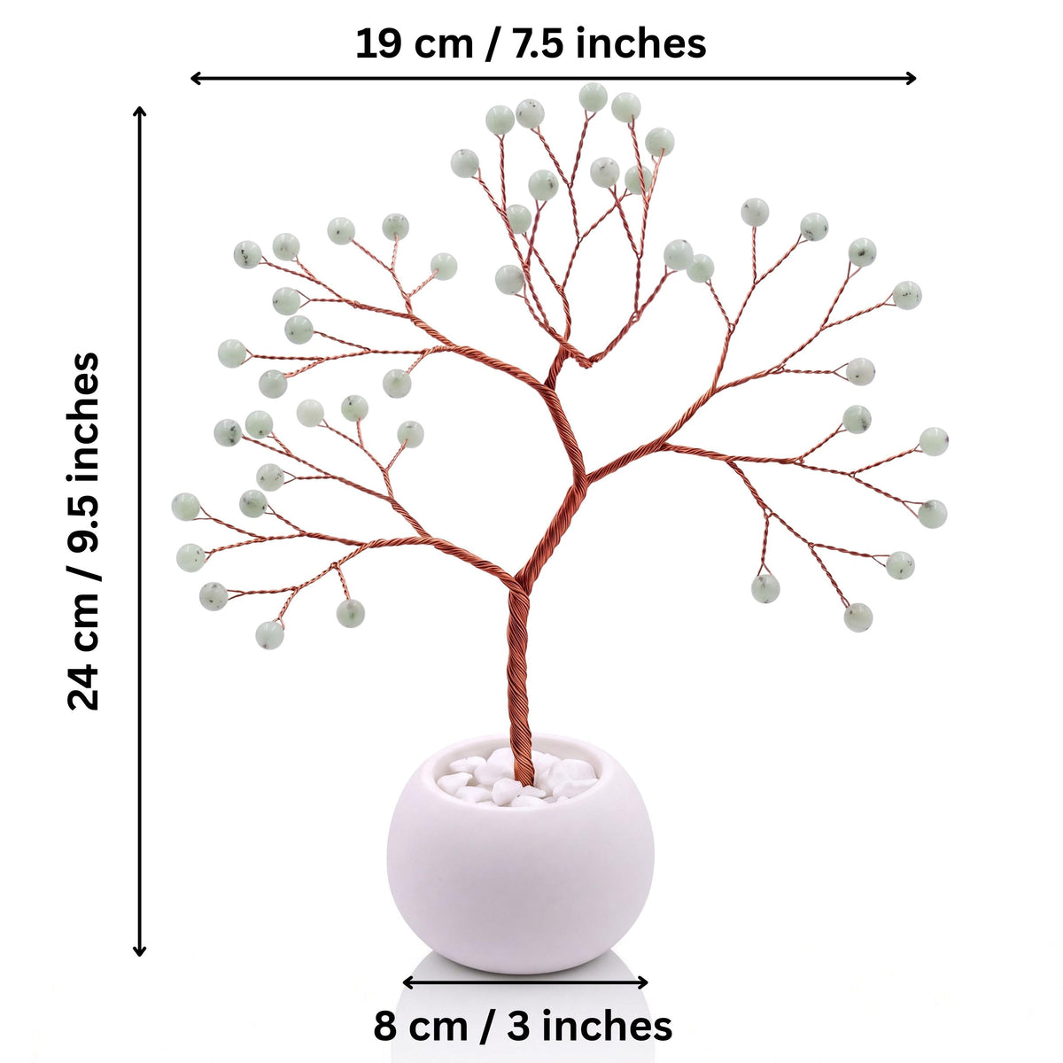 Size guide: copper tree about 24 cm (9.5 in) tall and 19 cm (7.5 in) wide, bowl about 8 cm (3 in)