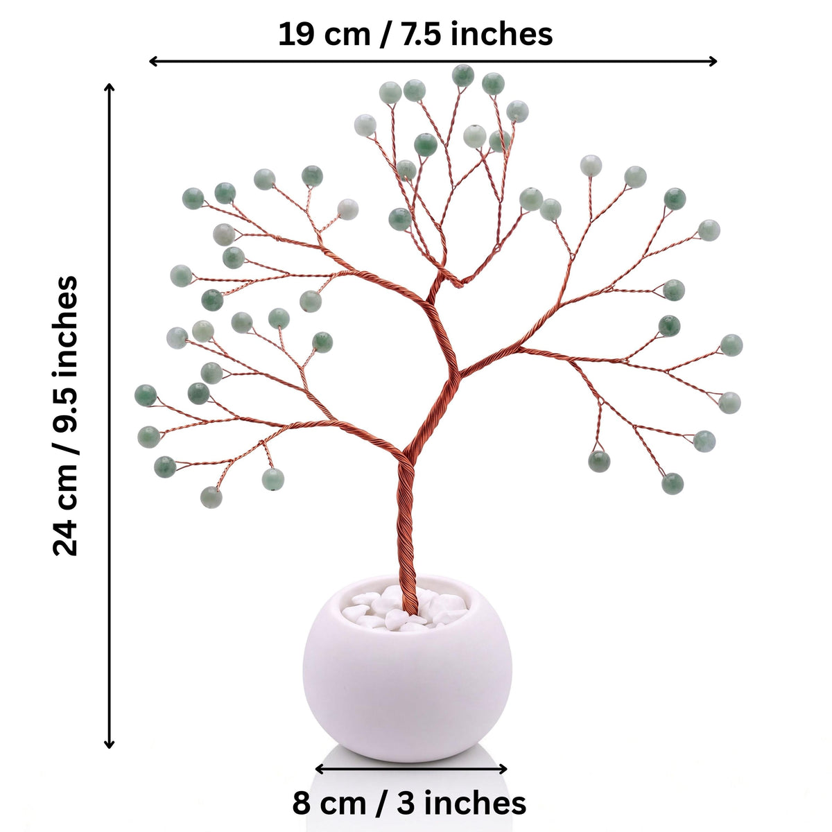 Size guide: copper tree about 24 cm (9.5 in) tall and 19 cm (7.5 in) wide, bowl about 8 cm (3 in)