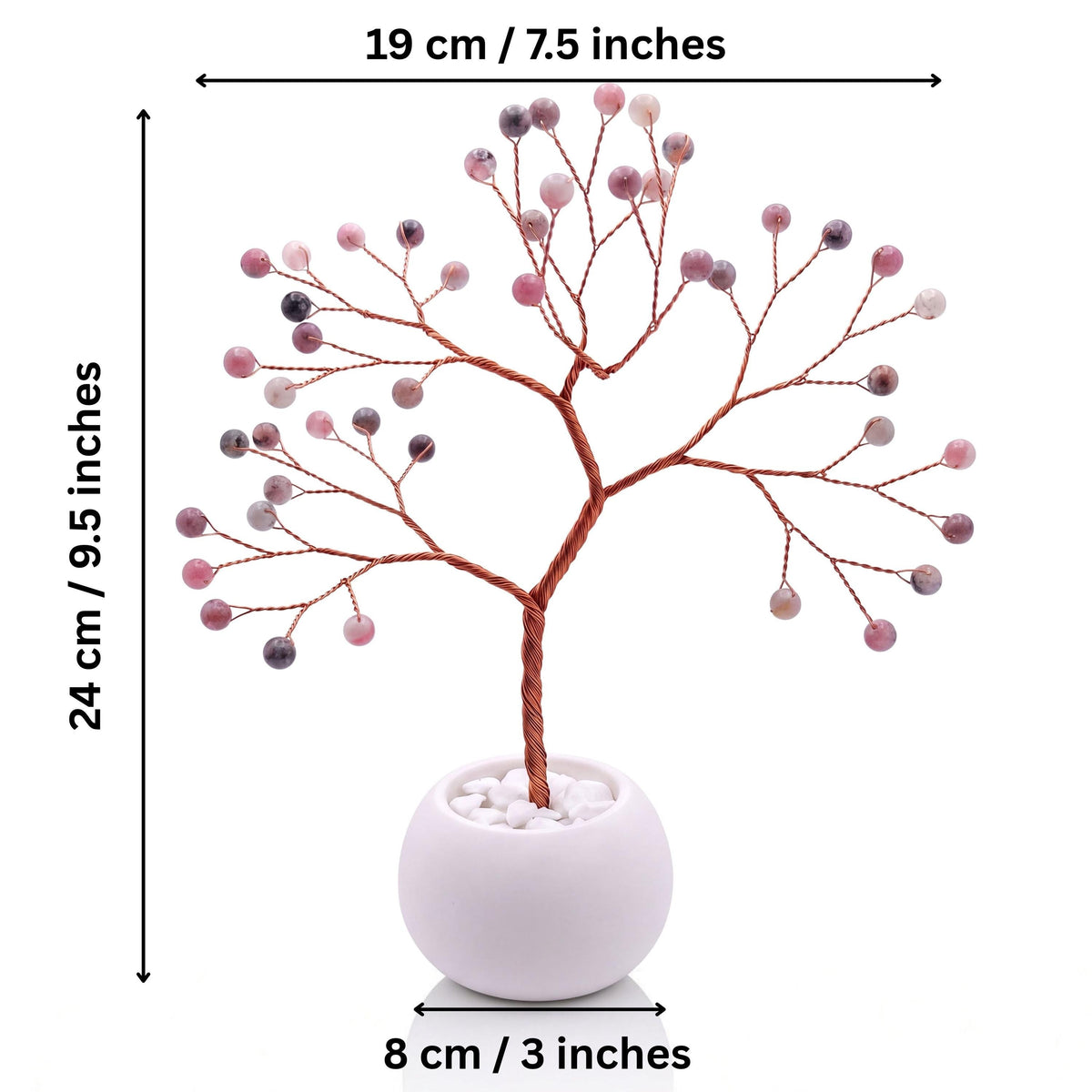 Size guide: copper tree about 24 cm (9.5 in) tall and 19 cm (7.5 in) wide, bowl about 8 cm (3 in)