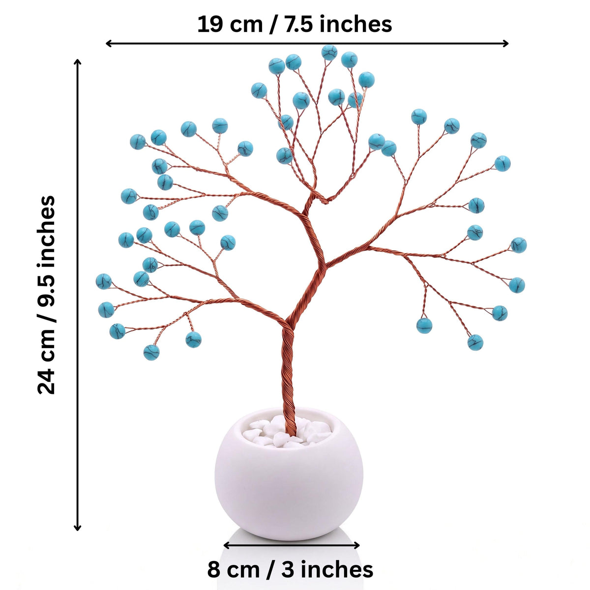 Size guide: copper tree about 24 cm (9.5 in) tall and 19 cm (7.5 in) wide, bowl about 8 cm (3 in)