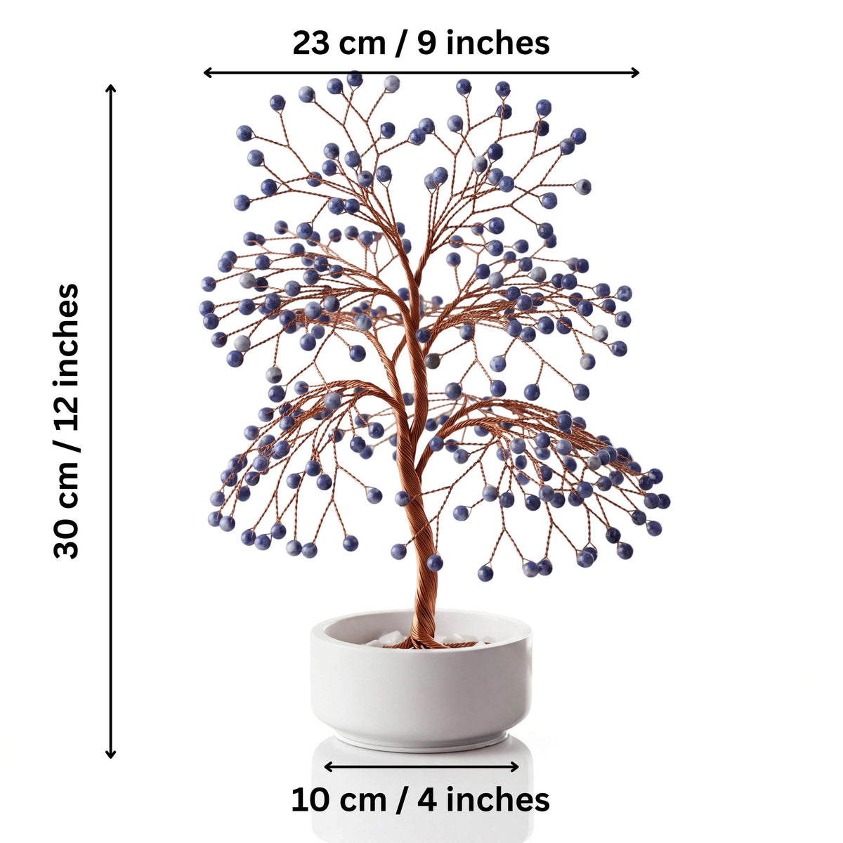 Size guide: large copper tree about 30 cm (12 in) tall and 23 cm (9 in) wide, bowl about 10 cm (4 in)