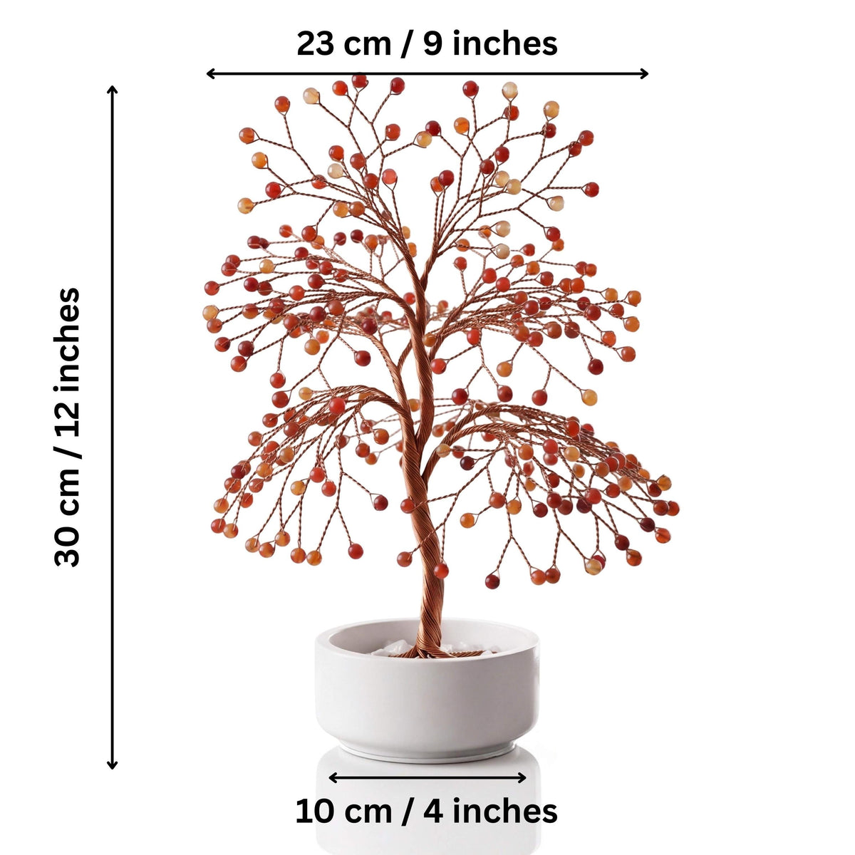 Size guide: large copper tree about 30 cm (12 in) tall and 23 cm (9 in) wide, bowl about 10 cm (4 in)