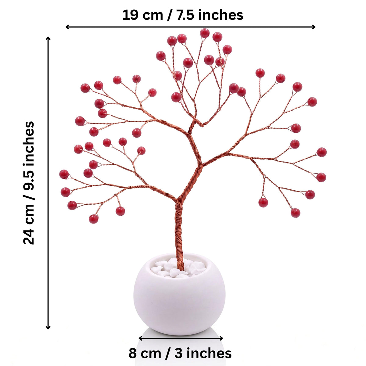 Size guide: copper tree about 24 cm (9.5 in) tall and 19 cm (7.5 in) wide, bowl about 8 cm (3 in)