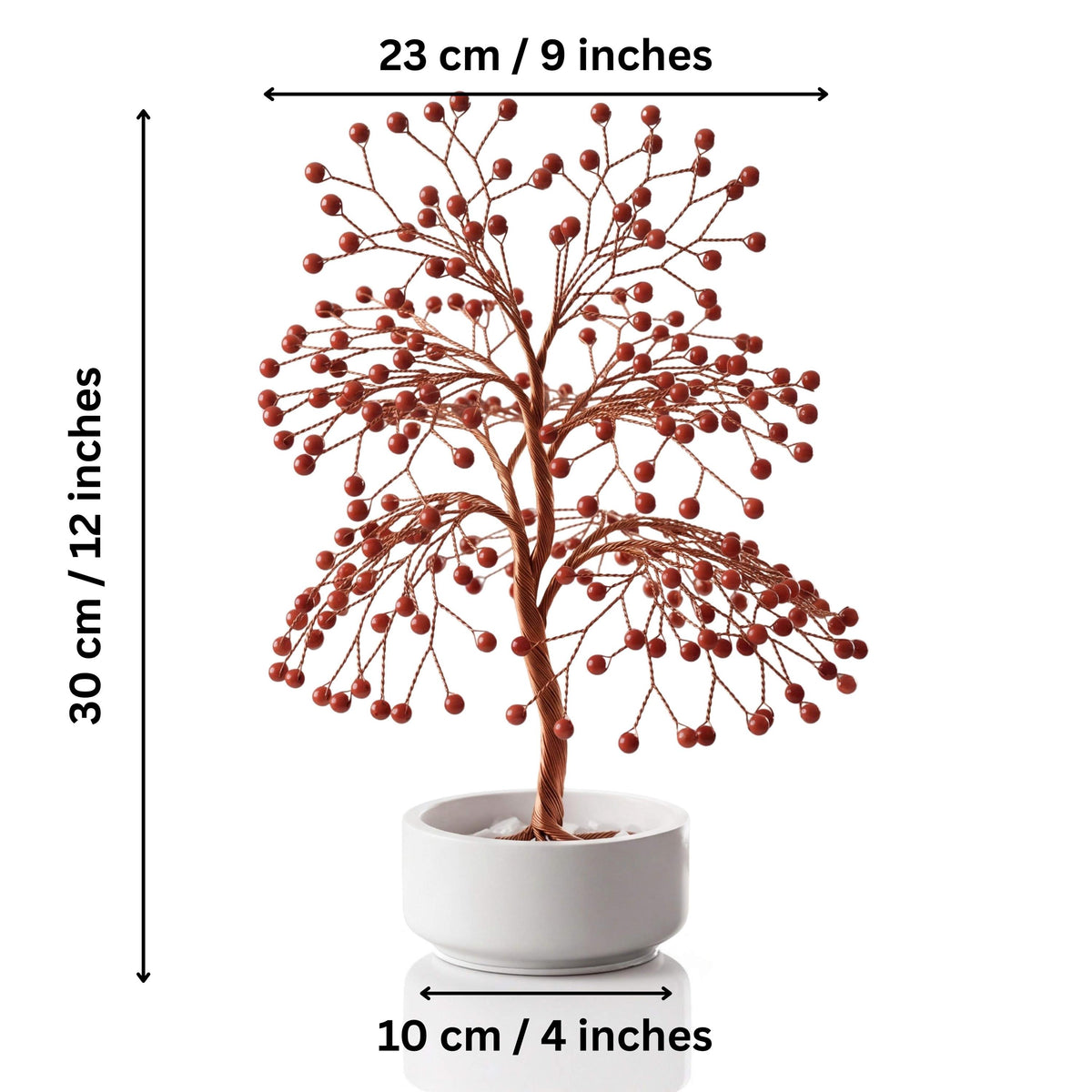 Size guide: large copper tree about 30 cm (12 in) tall and 23 cm (9 in) wide, bowl about 10 cm (4 in)