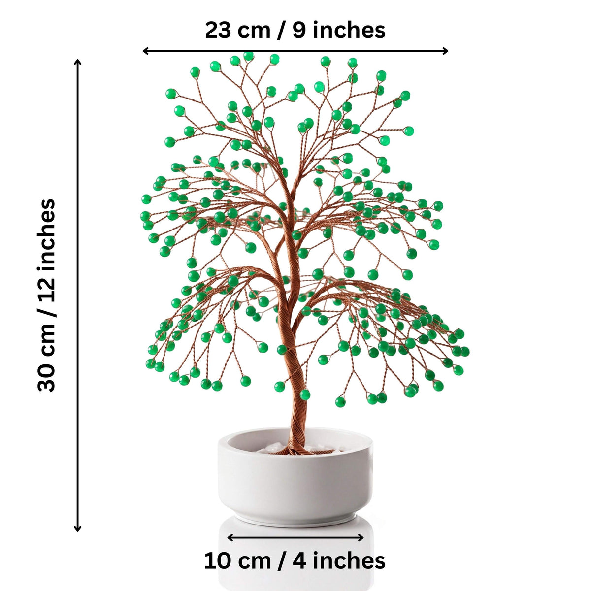 Size guide: large copper tree about 30 cm (12 in) tall and 23 cm (9 in) wide, bowl about 10 cm (4 in)