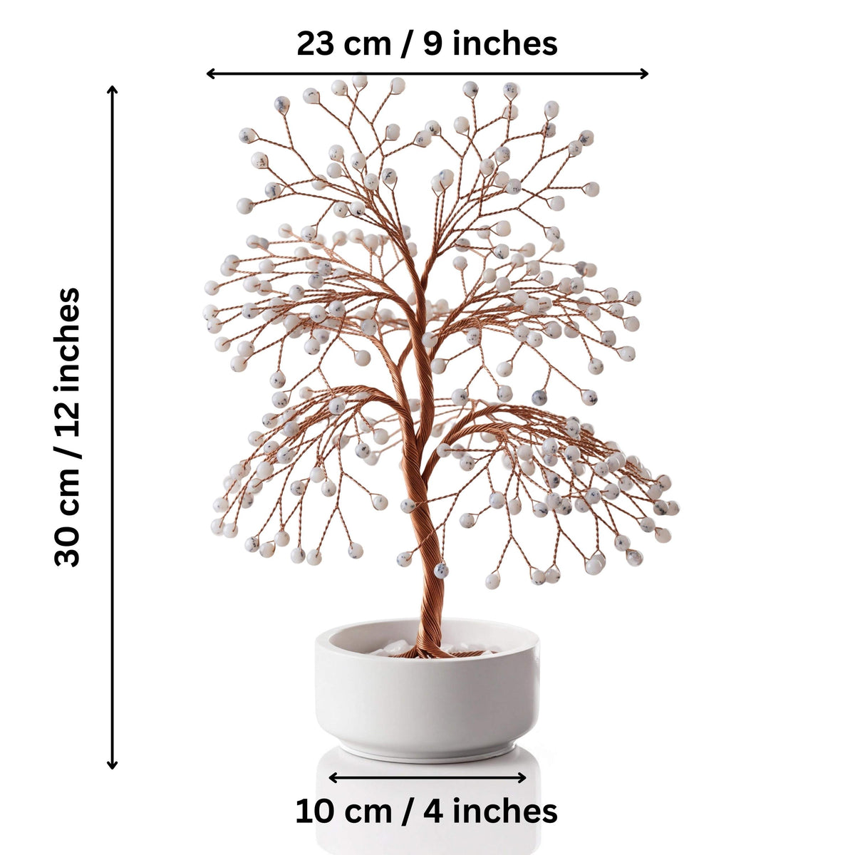 Size guide: large copper tree about 30 cm (12 in) tall and 23 cm (9 in) wide, bowl about 10 cm (4 in)