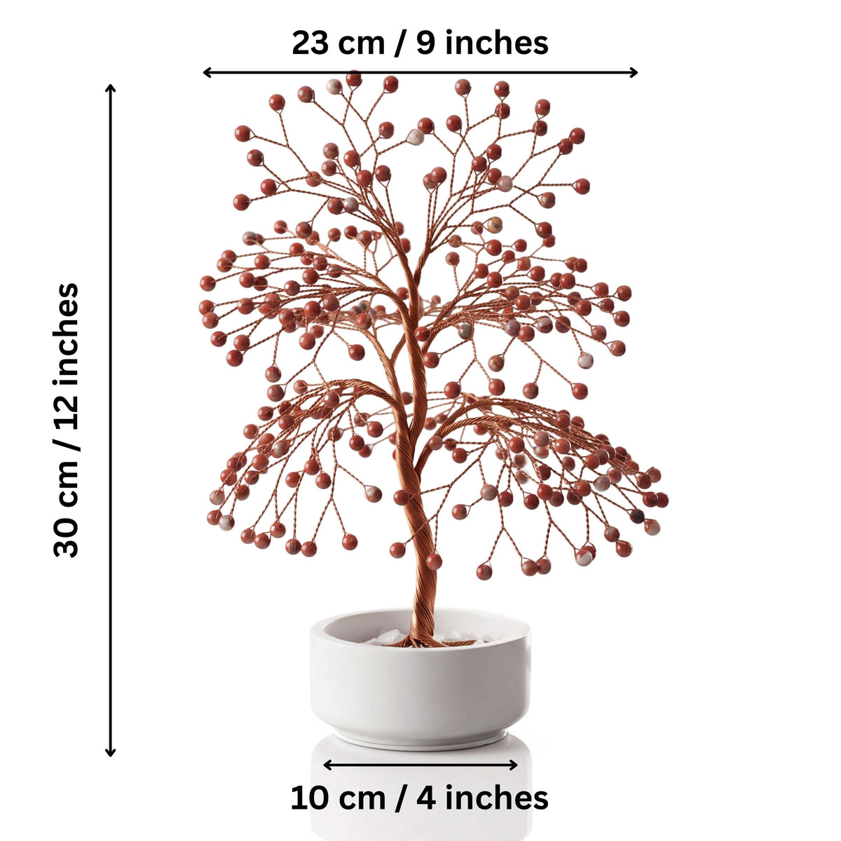 Size guide: large copper tree about 30 cm (12 in) tall and 23 cm (9 in) wide, bowl about 10 cm (4 in)