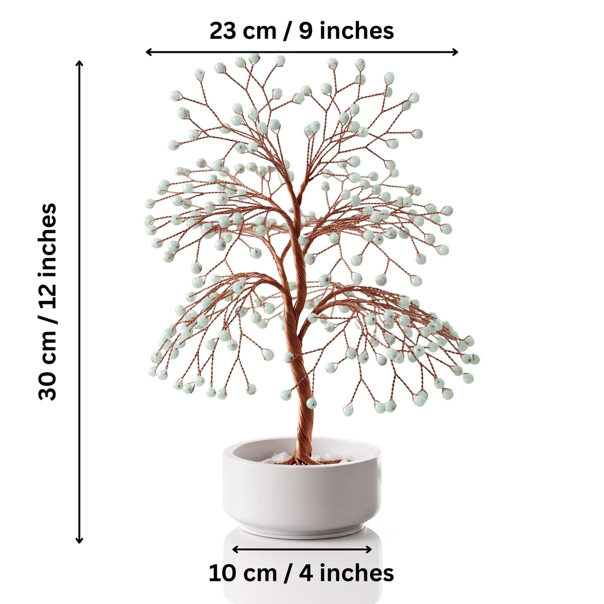 Size guide: large copper tree about 30 cm (12 in) tall and 23 cm (9 in) wide, bowl about 10 cm (4 in)