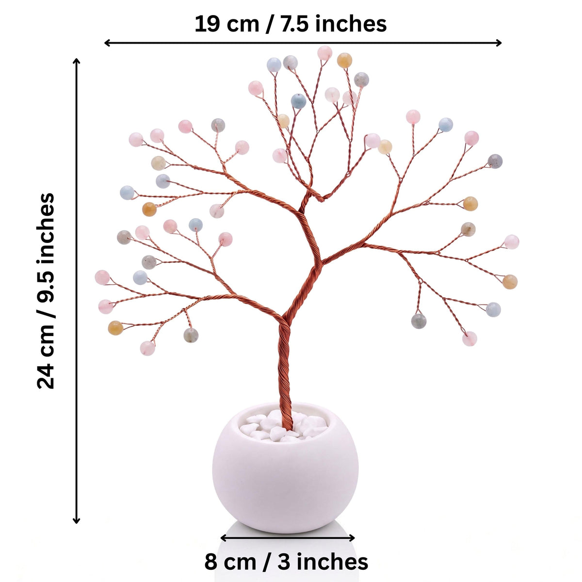 Size guide: copper tree about 24 cm (9.5 in) tall and 19 cm (7.5 in) wide, bowl about 8 cm (3 in)