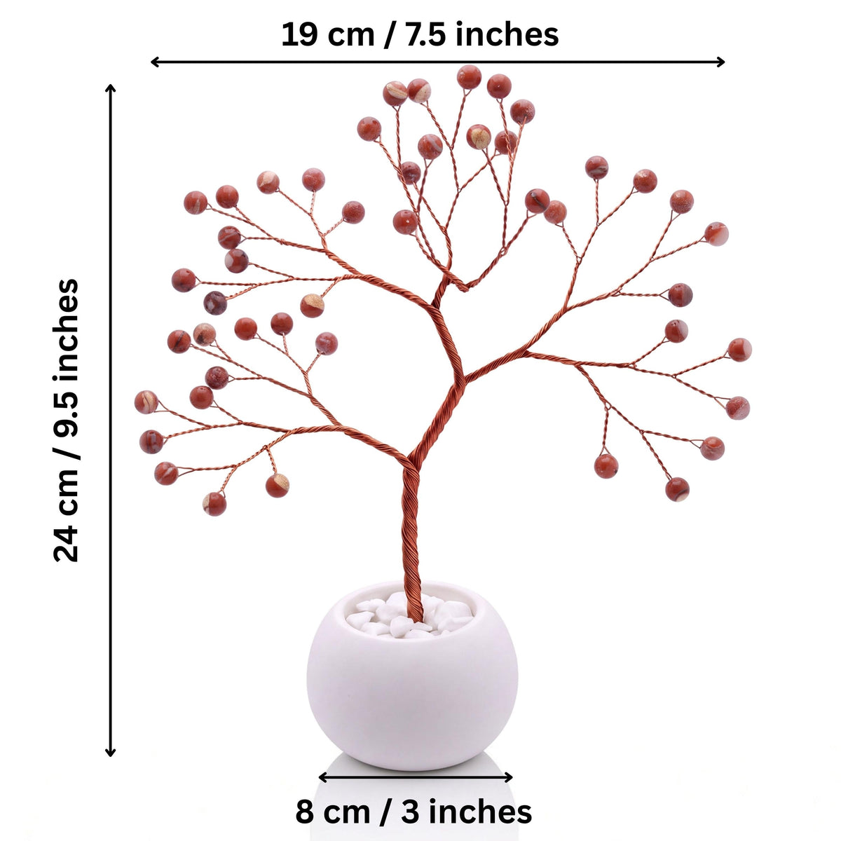 Size guide: copper tree about 24 cm (9.5 in) tall and 19 cm (7.5 in) wide, bowl about 8 cm (3 in)