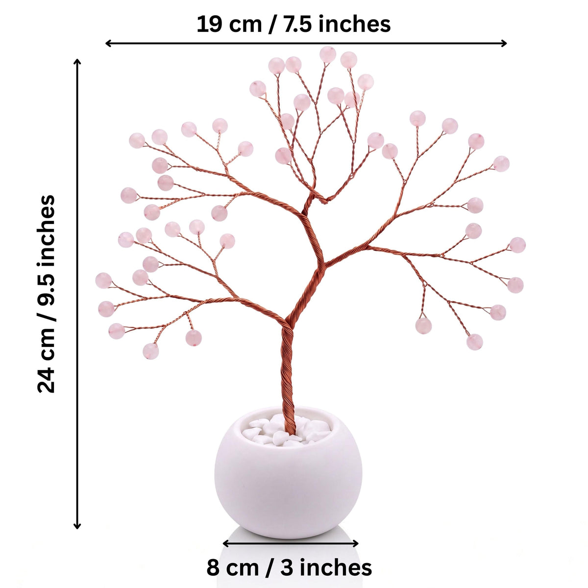 Size guide: copper tree about 24 cm (9.5 in) tall and 19 cm (7.5 in) wide, bowl about 8 cm (3 in)