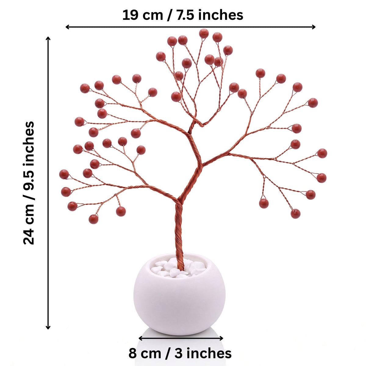 Size guide: copper tree about 24 cm (9.5 in) tall and 19 cm (7.5 in) wide, bowl about 8 cm (3 in)