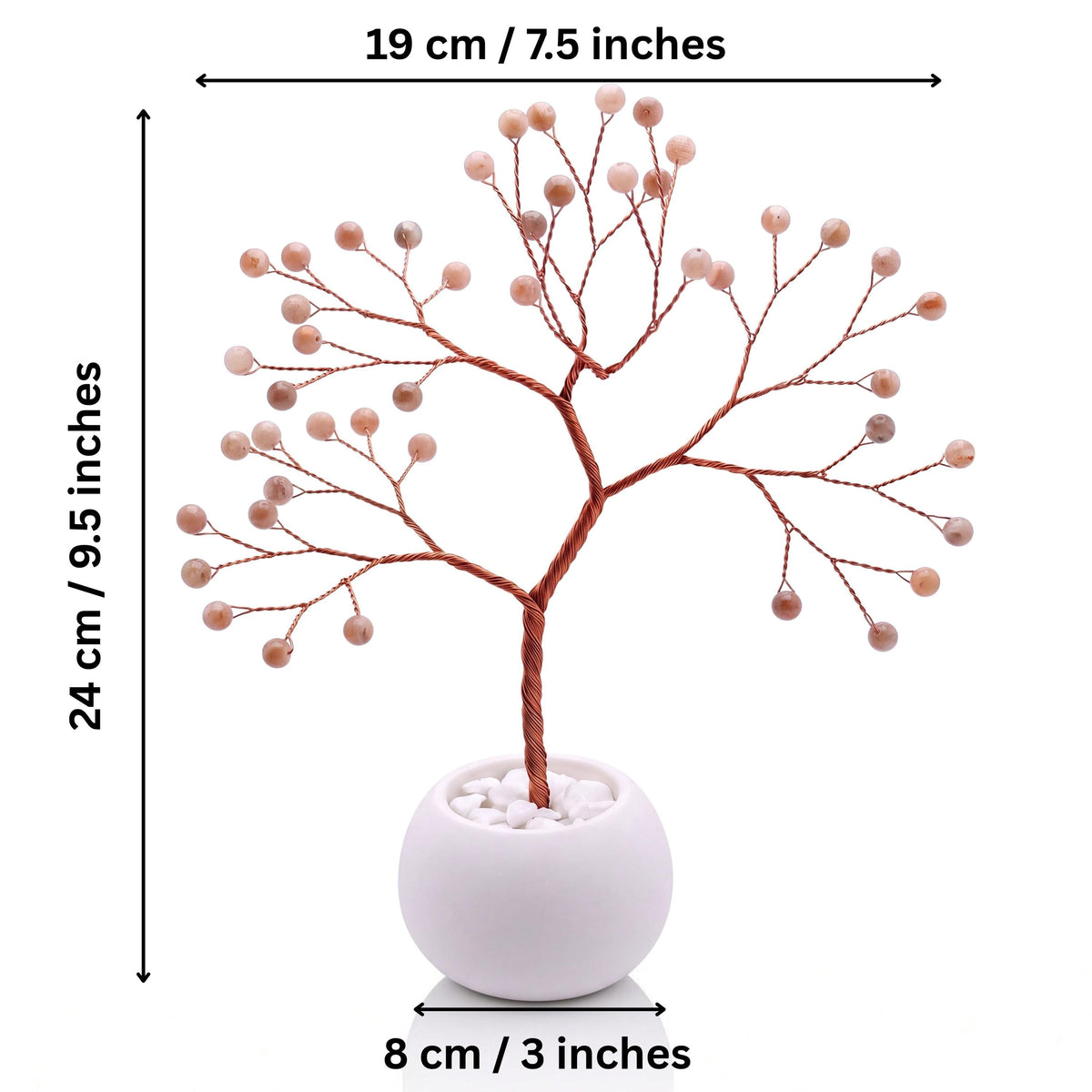 Size guide: copper tree about 24 cm (9.5 in) tall and 19 cm (7.5 in) wide, bowl about 8 cm (3 in)