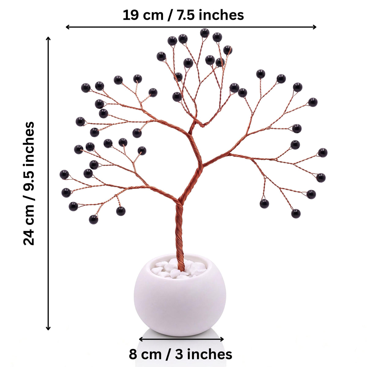Size guide: copper tree about 24 cm (9.5 in) tall and 19 cm (7.5 in) wide, bowl about 8 cm (3 in)