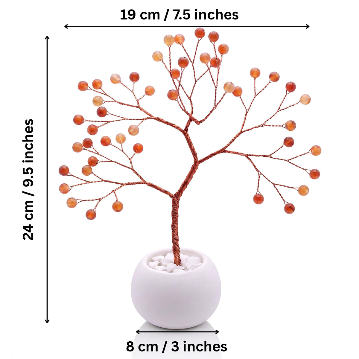 Size guide: copper tree about 24 cm (9.5 in) tall and 19 cm (7.5 in) wide, bowl about 8 cm (3 in)