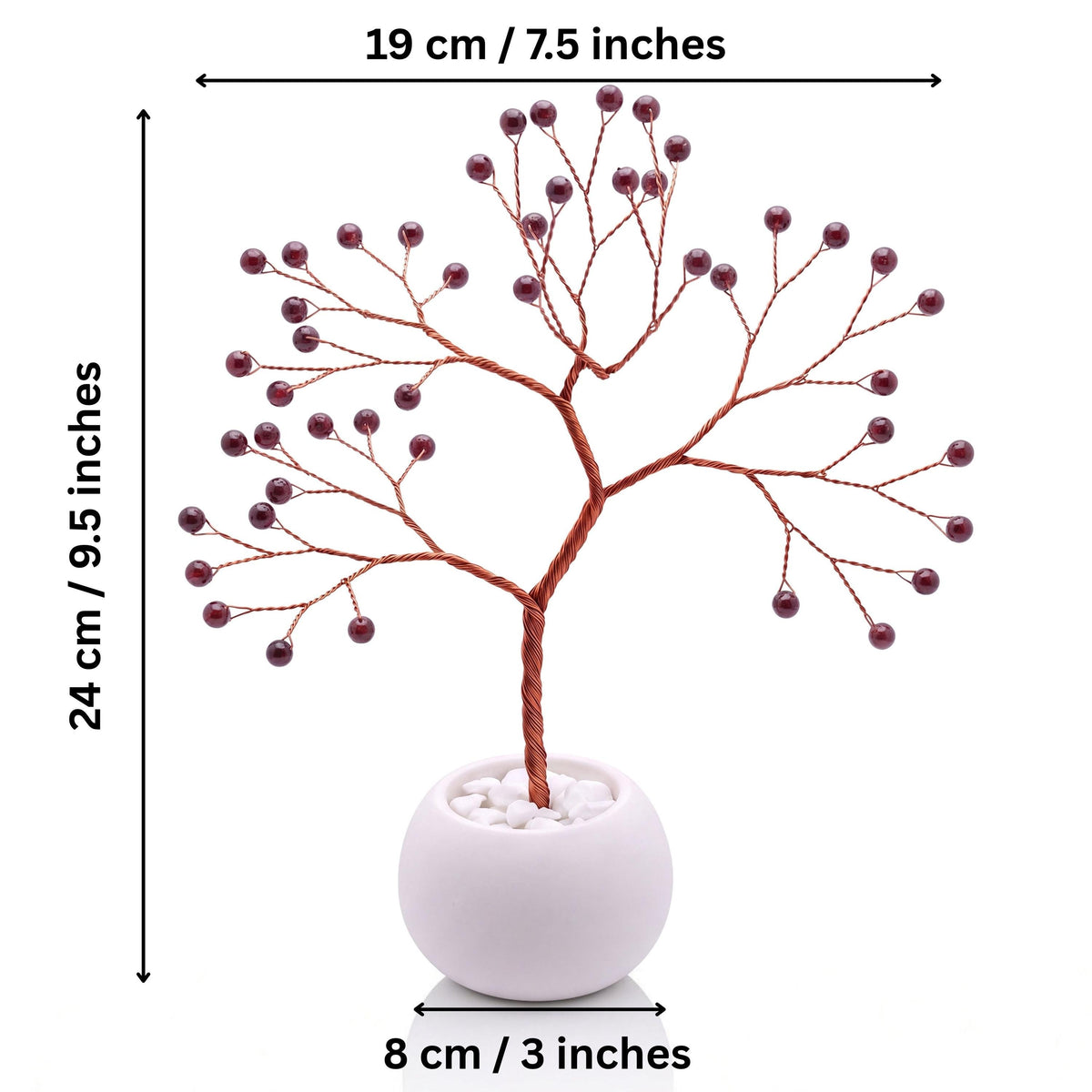 Size guide: copper tree about 24 cm (9.5 in) tall and 19 cm (7.5 in) wide, bowl about 8 cm (3 in)