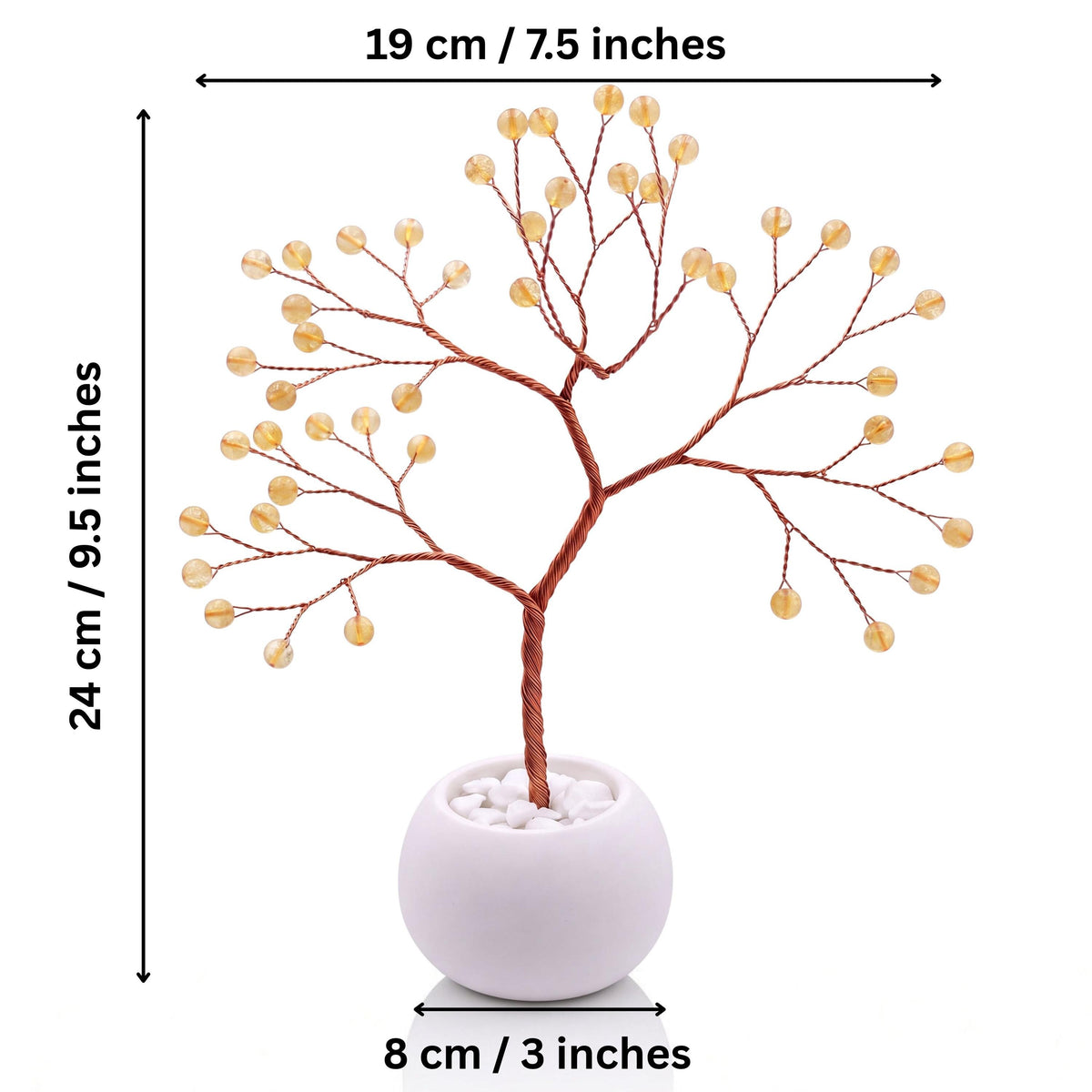 Size guide: copper tree about 24 cm (9.5 in) tall and 19 cm (7.5 in) wide, bowl about 8 cm (3 in)