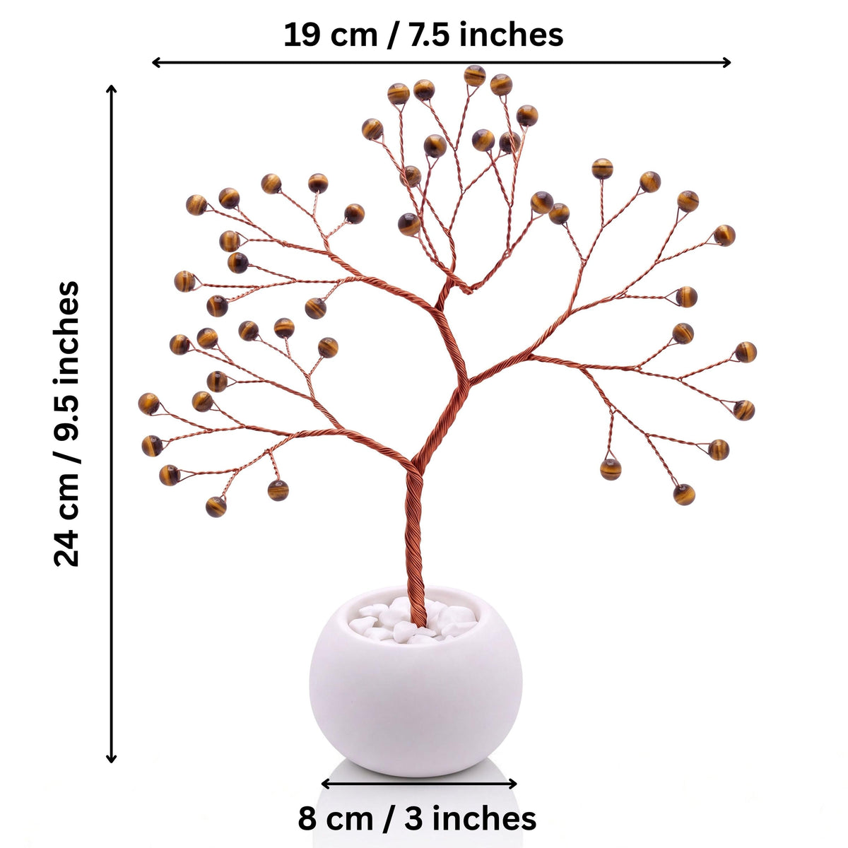 Size guide: copper tree about 24 cm (9.5 in) tall and 19 cm (7.5 in) wide, bowl about 8 cm (3 in)
