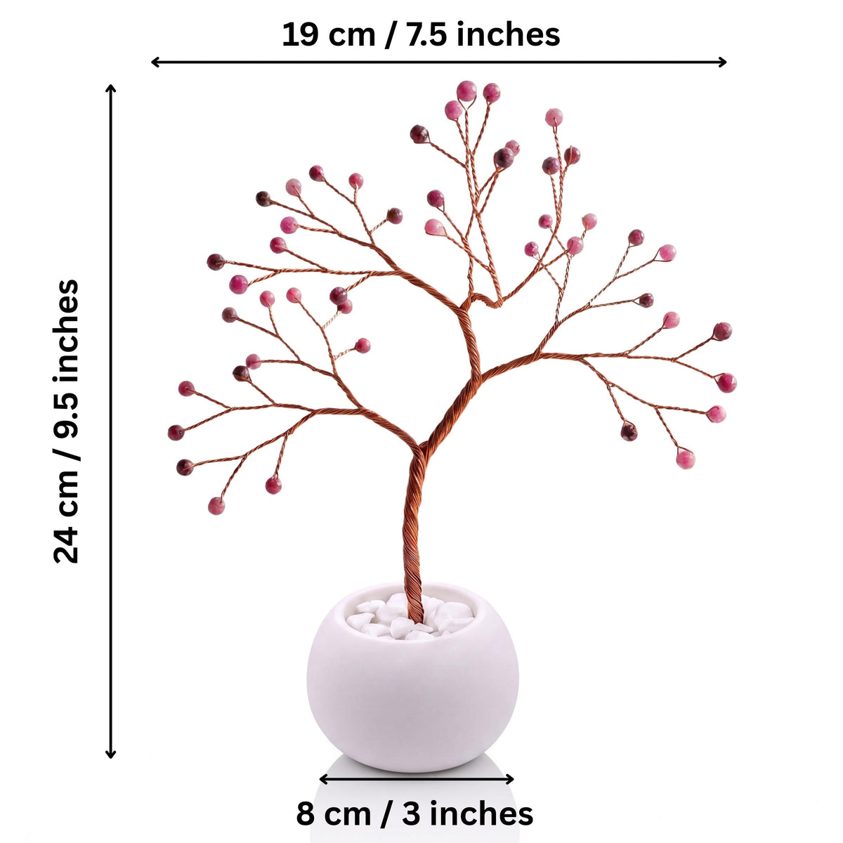 Size guide: copper tree about 24 cm (9.5 in) tall and 19 cm (7.5 in) wide, bowl about 8 cm (3 in)