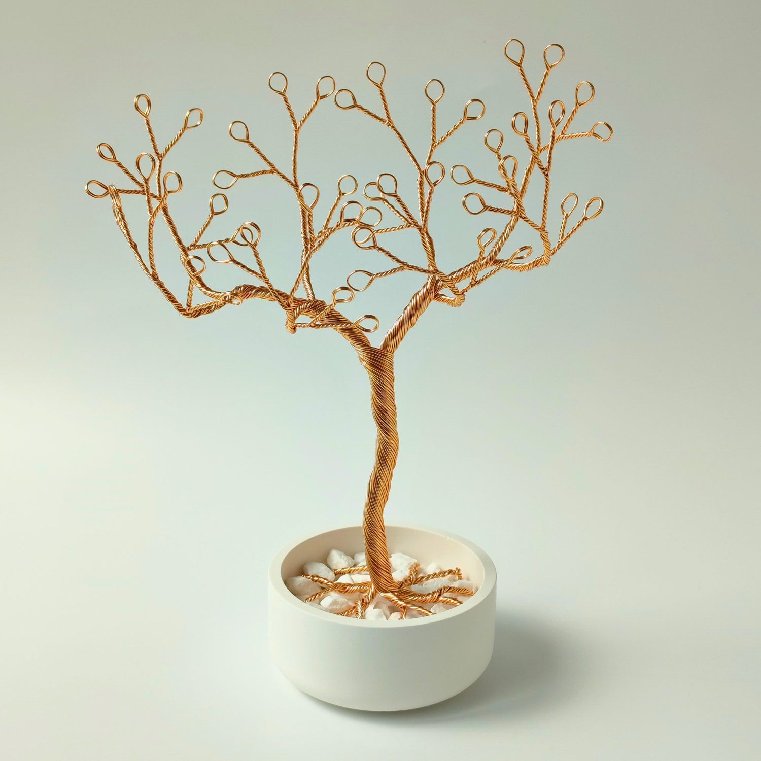 Handmade jewelry organizer with gold tree and stones
