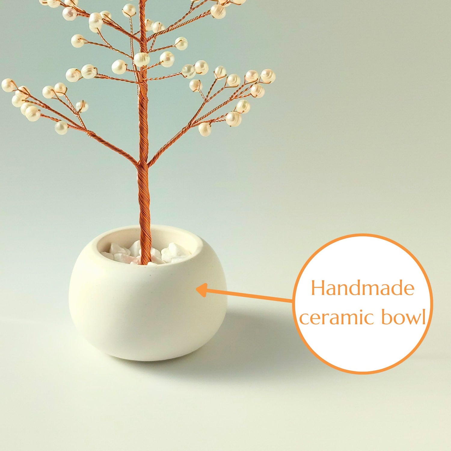 Handmade white ceramic base of Pearl Christmas Tree – elegant glossy finish