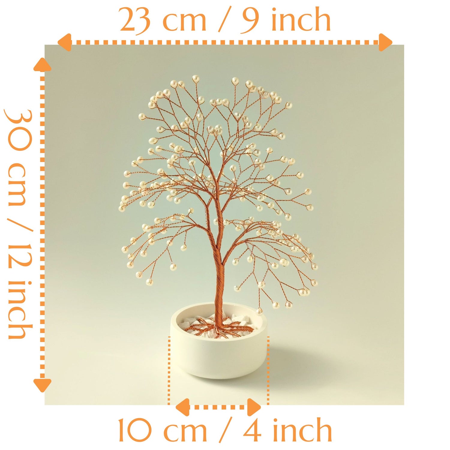 Dimensions of handmade pearl jewelry large copper tree – height 12 inch and width 9 inch