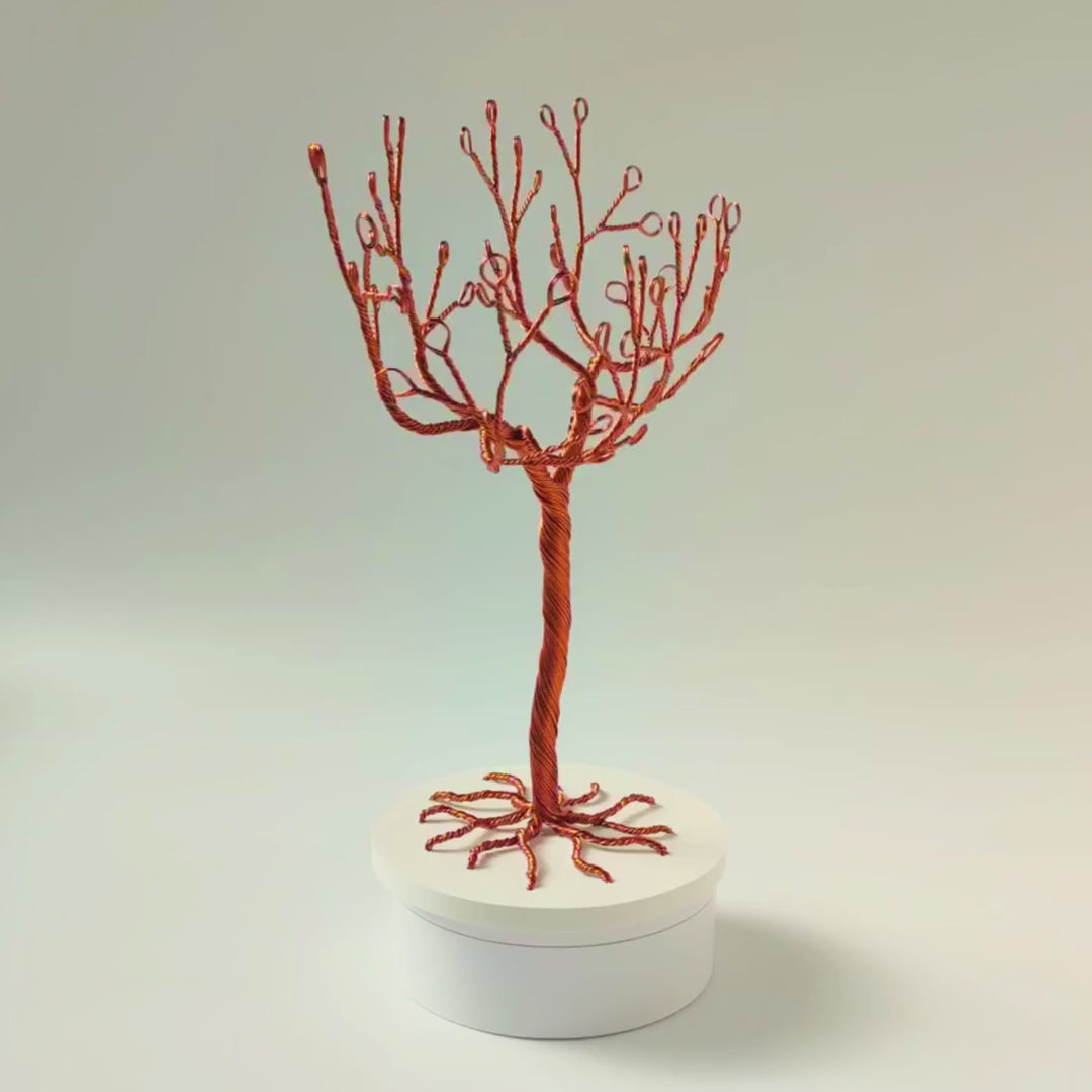 360° video of handmade copper jewelry tree with tray