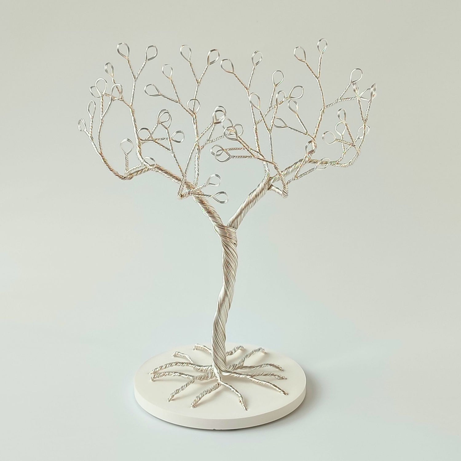 Handmade silver jewelry holder with flat ceramic tray
