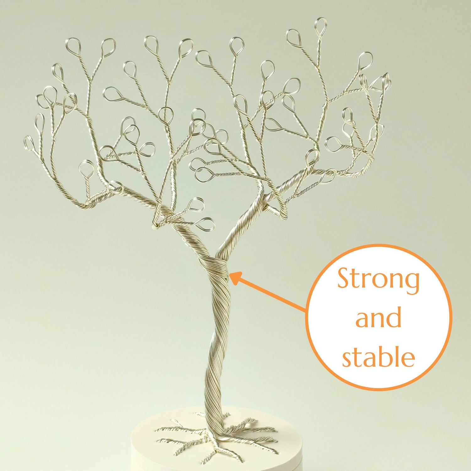 Silver jewelry holder with strong and stable wire trunk