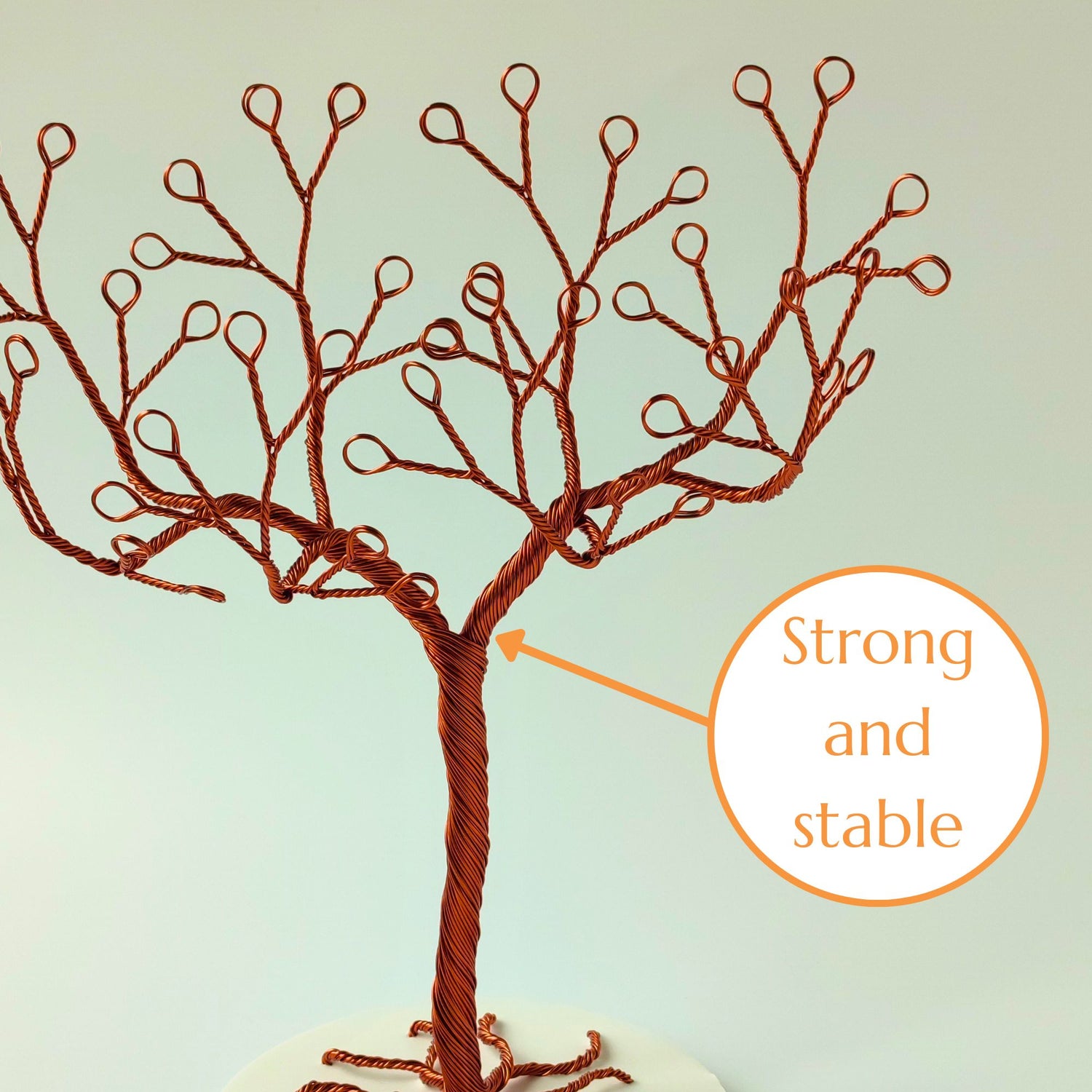 Copper jewelry holder with strong and stable wire trunk and ceramic tray